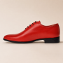 Pantofi barbati rosii eleganți din piele naturală cu șiret și talpi confortabile deosebite GKR51R